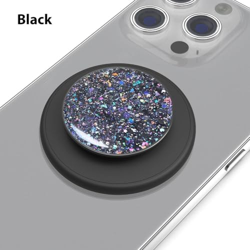 Mag Safe-Compatible Magnetic Phone Grip & Adjustable Kickstand – Classic Black Wireless Charging Ring Holder for i Phone with Effortless Attachment, Personalized Comfort & Enhanced Stability for On-the-Go Convenience