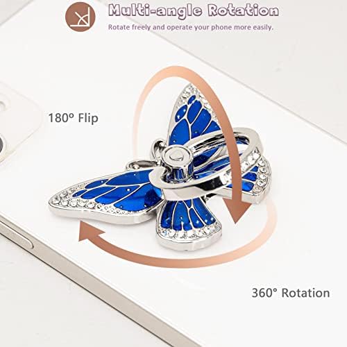 Glitter Butterfly Phone Ring Grip Holder – 360-Degree Rotating Kickstand for i Phone, Samsung Galaxy & Android – Stylish Rhinestone Design for Enhanced Durability and Comfort – Perfect Gift for Women and Girls – Secure Adhesive for Optimal Grip – Versatile Stand for Video Calls, Streaming & More