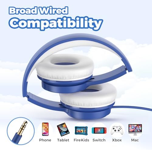 Tune Flux Safe Sound Kids Headphones – Wired Toddler Audio Gear with 85 d B Volume Limiting for Hearing Protection – Comfortable Foldable Design in Purple for School, Travel, and Tablet Use – Premium Stereo Sound for Young Listeners