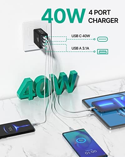 Aiminu 40 W 4-Port USB C Wall Charger Block 3-Pack – Efficient PD Fast Charging Solution for i Phone 15/14/13/12/11/Pro Max, i Pad & Android Devices – Ideal for Home, Travel, and Multi-Device Power Needs