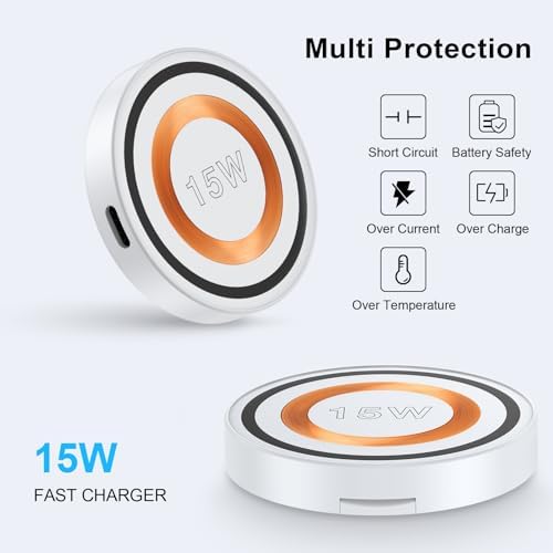 Magnetic Fast Wireless Charger for Samsung Galaxy S24 Ultra & i Phone 16 – Portable Charging Stand with Kickstand for Effortless Hands-Free Use, Enhanced Compatibility & Rapid Power-Up Technology for Android and Apple Devices