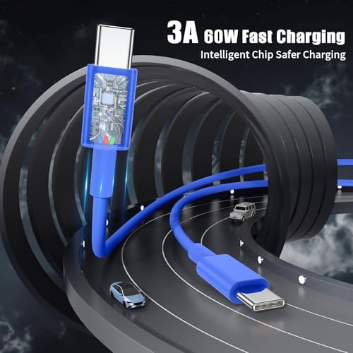 6-Foot USB C Cable for i Phone 15 – 3-Pack Durable Woven Fast Charging Solution for i Phone 16, Mac Book Pro, and Samsung Galaxy S23 Ultra – Optimal Length for Home, Office, and Travel Use – 60 W Power Delivery & High-Speed Data Transfer