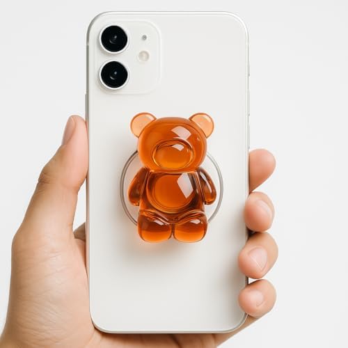Whimsical 3 D Gummy Bear Phone Grip Stand – Portable Magnetic Finger Holder for Enhanced Stability and Comfort – Cute Collapsible Anti-Slip Design for Cellphones & Tablets – Vibrant Pink Color for Fun, Functional Style – Effortless Attachment & Removal for On-the-Go Convenience