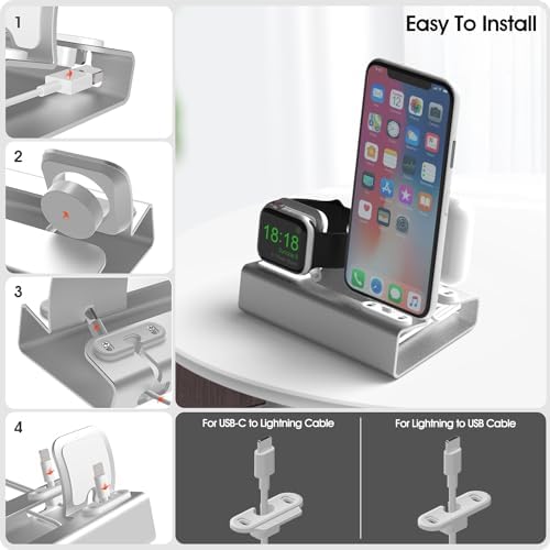 Revolutionize Your Charging Experience with CENSTECH’s 3-in-1 Aluminum Docking Station – Compatible with All i Phone Models 1-14, Every Apple Watch Series, and Air Pods – Space-Saving Stand with Nightstand Mode for Effortless Access – Quick and Reliable Charging Solution for Modern Apple Enthusiasts – Durable, Sleek Design Perfect for Home and Office Environments – Organize and Enhance Your Space While Enjoying Fast Charging Efficiency!