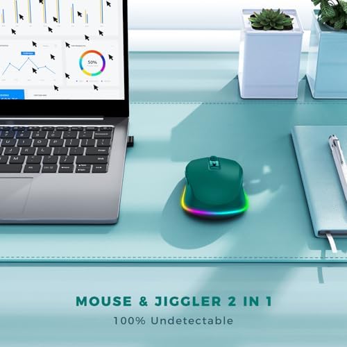 PEIOUS Rechargeable Wireless Mouse with LED – Innovative Jiggler Technology to Keep Your Computer Awake – Sleek Black Design for Optimal Comfort and Productivity