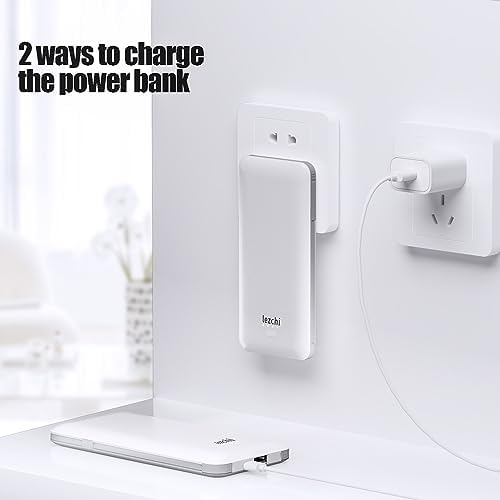 Ultra Slim 10000 m Ah Portable Power Bank with Built-In AC Plug – Lightweight USB-C Charger for All Smartphones, Travel-Ready Battery Pack for On-the-Go Power Solutions