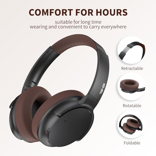 Revolutionize Your Listening Experience with KO-STAR Wireless Over-Ear Headphones – Premium Hi-Res Audio, Advanced Hybrid Active Noise Cancelling, Tailored Deep Bass Settings, and Luxurious Memory Foam Comfort for Unmatched 60-Hour Playback Anywhere You Go