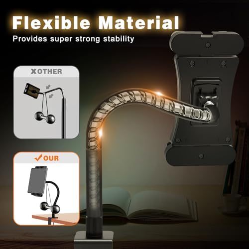 Ultimate Gooseneck Tablet Stand Holder for Hands-Free Convenience – Adjustable Desk Mount Compatible with i Pad Mini/Air/Pro, Kindle Fire HD, Galaxy Tabs & More – Perfect for Kitchen, Work Meetings & Entertainment – Effortless Installation, Enhanced Stability, and Versatile Positioning