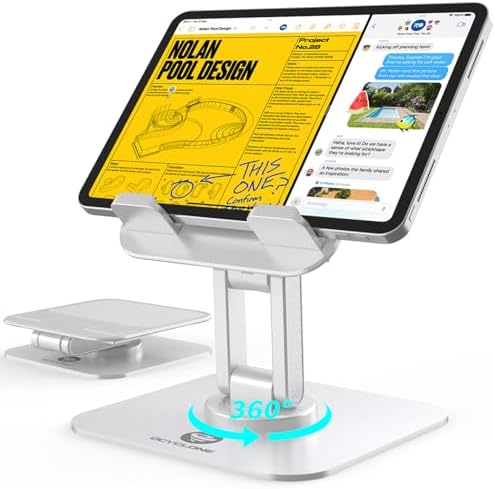 Revolutionize Your Workspace with OCYCLONE 360° Rotating i Pad Stand – Adjustable Portable Tablet Holder for Enhanced Comfort and Versatility, Compatible with 4″ to 15.6″ Devices Including i Pad, Kindle, and Smartphones – Sleek Black Design for Modern Offices