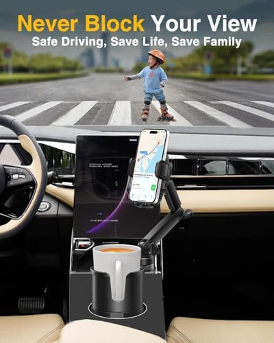 Versatile 2-in-1 Adjustable Cup Phone Holder for Cars – Secure Universal Mount for Large Smartphones and Drink Bottles, Engineered for No-Shake Stability During Hands-Free Driving in Trucks and SUVs, Optimal Compatibility for All Mobile Devices