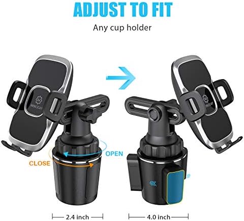 Wix Gear Enhanced Cup Holder Phone Mount – Adjustable Long Neck for Optimal Viewing, Universal Fit for i Phone, Samsung, Google & More – Durable Hands-Free Car Accessory with Expandable Side Arms for Safe Navigation and Music Enjoyment