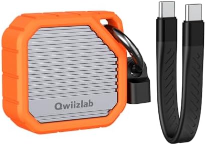 Qwiizlab M.2 2230 NVMe SSD Enclosure – Ultra-Fast 10 Gbps USB 3.2 Gen 2 Type-C, Rugged Aluminum Design, M Key Compatibility for SSDs Up to 2 TB, PCIe UASP Support, Portable Orange Case – Ideal for Gamers & Professionals Seeking Reliable Storage Solutions