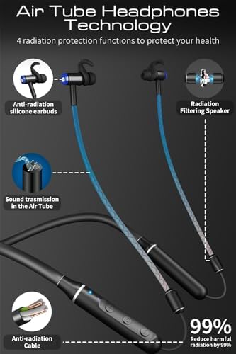 Revolutionary EMF-Free Neckband Bluetooth Headphones with 12-Hour Battery Life – Ideal Wireless Earbuds for Work, Sleep, and Fitness – Integrated Microphone & Controls for Effortless Audio Management – Unmatched Device Compatibility for an Exceptional Listening Experience