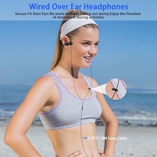 Active Lifestyle Wired Over-Ear Earbuds with 3.5 mm Jack – Premium Noise Cancelling Headphones for Supreme Audio Clarity and Comfort During Workouts, Running, and Daily Activities