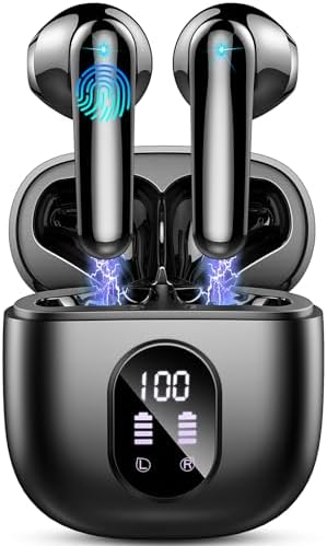 Revolutionary Bluetooth 5.3 Wireless Earbuds with Extended 50-Hour Playback, IP7 Waterproof Protection, and Premium Noise Cancelling – Ideal for Active Lifestyles, Featuring Fast USB-C Charging and LED Battery Monitoring for Uninterrupted Audio Enjoyment