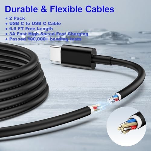 Dual USB Type C Car Charger 2 Pack – Fast Charging Cigarette Lighter Adapter for i Phone 16/15/14/13/12 & Samsung Galaxy S24/S23/S22 – Includes Two 6 FT Cables for Enhanced Travel Convenience and Universal Compatibility – Reliable Power On-the-Go