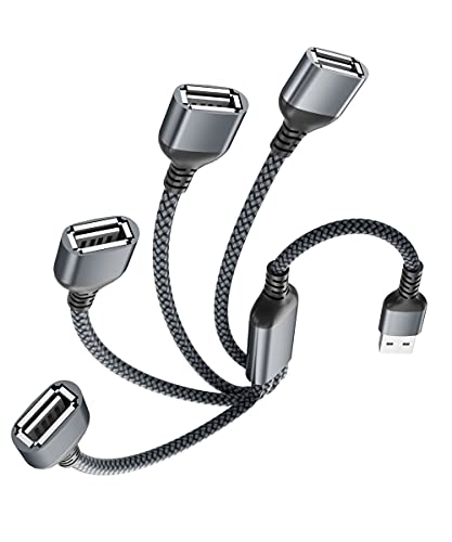 Elebase 4-Port USB Splitter 3.3 FT – High-Speed USB-A Data Transfer & Charging Hub for PC, Mac Book, and Laptop – Versatile Multi-Port Extension Cable for Enhanced Device Connectivity and Performance