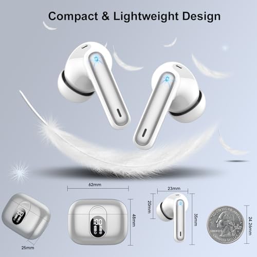 Premium Wireless Earbuds with Bluetooth 5.3 – Hi-Fi Stereo Sound, 40-Hour Playtime, IP7 Waterproof Sports Earphones with LED Battery Display – Perfect for Android & i OS Users – Ultimate Comfort & Durability for Active Lifestyles