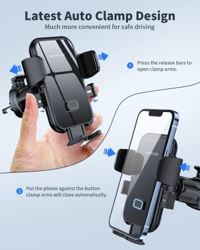 Miracase Universal Car Vent Phone Holder – Enhanced Non-Slip Clip for Safe Smartphone Mounting, Hands-Free Navigation & Communication, Compatible with All Models Including Latest i Phones – Sleek Grey Design for Ultimate Driving Safety and Ease