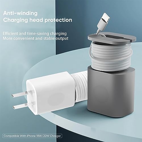 4-Pack Premium Silicone Charger Protector & Cord Organizer for i Phone – 2-in-1 Adapter Case with Snapback Winder, Perfect Fit for 18 W/20 W Chargers – Tangle-Free Design for Home, Office & Travel – Durable & Stylish Charging Accessory