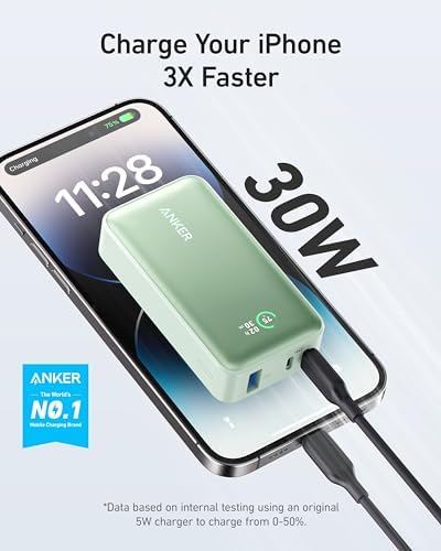 Anker Nano 10,000 m Ah Portable Charger – Ultra-Compact Power Bank with Integrated USB-C Cable for Fast Charging – 30 W Output for i Phone 16/15, Mac Book, Galaxy, Air Pods, and More – Eco-Friendly Design for On-the-Go Professionals