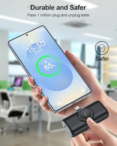 Ultra-Compact 5000 m Ah 2-in-1 Power Bank with 15 W USB-C Fast Charging – Sleek Foldable Charger for i Phone 16/15/Pro/Pro Max & Samsung Galaxy Series – Dual Device Charging with Enhanced Safety Features for Ultimate On-the-Go Convenience