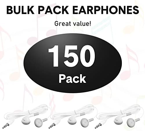 Xuhal 150 Pcs Classroom Wired Earbuds – Affordable Bulk Earphones for Students, Libraries & Hospitals – 3.5 mm Audio Jack Compatible, Lightweight & Durable Design, Crisp Sound Quality for Enhanced Learning Experiences
