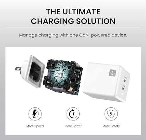 JOURNEY Blitz 65 W Dual-Port Ga N Charger – Ultra-Fast USB-C Wall Charging Block with 1.5 m USB-C Cable – Compact & Portable Power Adapter for Smartphones, Tablets & Laptops – Enhanced Compatibility & Speed for On-the-Go Charging