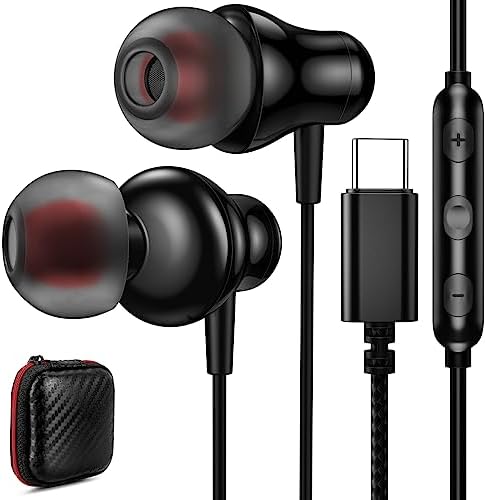 Elevate Your Sound Experience with USB C Headphones for Apple i Phone 16, Google Pixel 9 & Samsung Galaxy S25 – Wired Earbuds with Microphone & Volume Control for Ultimate Audio Clarity and Versatile Compatibility