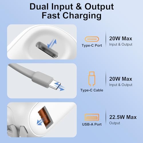 Yoobao 10,000 m Ah Portable Power Bank with Built-In USB C Cable – Fast Charging Battery Pack for i Phone 15/16 & Android Devices – Essential Travel Charger with LED Display for Ultimate Convenience and Compatibility