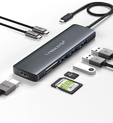 Unlock Seamless Multitasking with the Lemorele 8-in-1 USB C Hub Adapter – Featuring 4 K HDMI Output, 100 W Fast Charging, and USB 3.0 High-Speed Transfers for Ultimate Device Connectivity – Compact & Stylish Design Perfect for Mac Book Pro, XPS, Chromebook, and More
