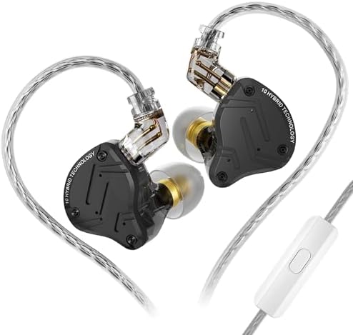 Revolutionize Your Audio Journey with keephifi KZ ZS10 Pro IEM Earphones – Featuring 4 Balanced Armature & 1 Dynamic Driver for Superior Sound Clarity, Durable Stainless Steel Design, and Detachable 2-Pin Cable – Striking Purple Finish with Integrated Mic for Effortless Communication – Noise-Isolating In-Ear Headphones for Unmatched Comfort and Versatile Device Compatibility
