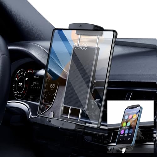 Universal 360-Degree Rotatable Car Phone Holder – Air Vent Mount for i Phone, Android & Tablets (4.7-12.9”) – Enhanced Stability & Hands-Free Convenience for Safe Driving & Navigation – Sleek Design for Optimal Compatibility