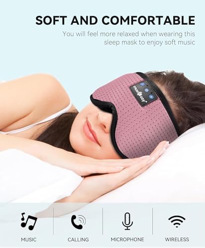 Ultimate Bluetooth Sleep Mask with Built-In Headphones – Perfect for Side Sleepers Seeking Uninterrupted Relaxation – Advanced Wireless Eye Cover for Enhanced Sleep Quality – Soft, Breathable Fabric for All-Night Comfort – Rechargeable Battery for Extended Playback – Ideal Travel Companion for Music Lovers and Restful Sleep