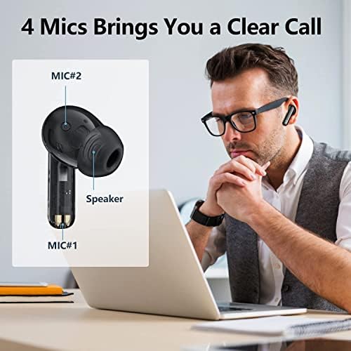 A40 Pro Wireless Earbuds: Premium Bluetooth Earbuds with 50-Hour Playtime, Noise-Cancelling Microphone, and IPX7 Waterproof Rating – Experience Superior Stereo Sound for Active Lifestyles and Seamless Connectivity with i Phone & Android Devices