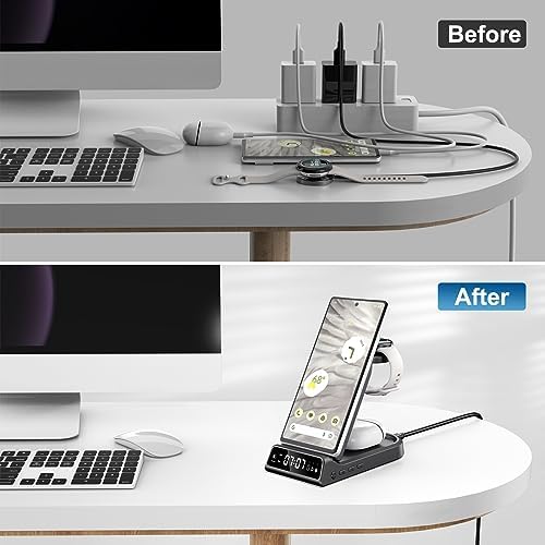 Revolutionary Multi-Device Wireless Charging Station for Samsung Galaxy S25 Series, Google Pixel 9 Pro, and Galaxy Watch – Efficient Fast Charging Hub with Advanced Safety Features for a Clutter-Free Workspace and Seamless Device Management
