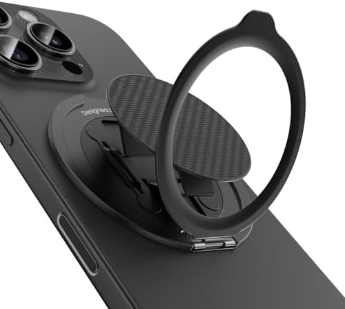 Revolutionize Your i Phone Experience with BENKS Armor Pop Magnetic Grip & Stand – 360° Rotatable Kevlar Phone Holder for Mag Safe, Perfectly Compatible with i Phone 16/15/14/13/12 Series, Ultimate Stability and Style for Everyday Use