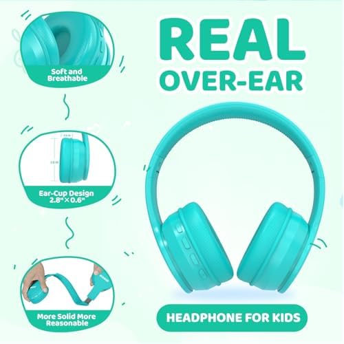 Experience Ultimate Sound Safety with MIDOLA Bluetooth 5.3 Over-Ear Headphones for Kids – Wireless Audio Bliss with Volume Control (85/110 d B), 60-Hour Playtime, and Foldable Design in Trendy Blue – Perfect for School, Travel, and Home Adventures!