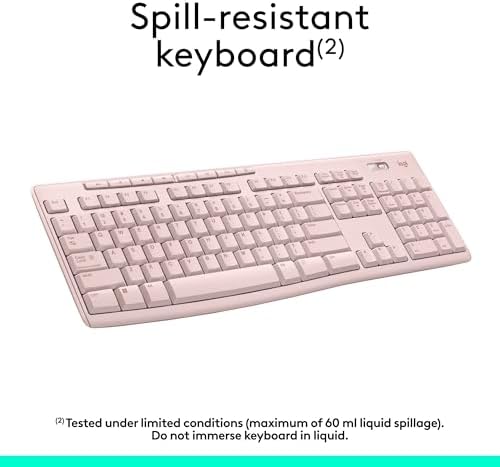 Logitech K270 Wireless Keyboard – Full-Size, 2.4 GHz Connectivity, 8 Multimedia Keys, 2-Year Battery Life, Stylish Rose Color for PCs and Laptops – Ultimate Comfort and Reliability for Productive Workspaces