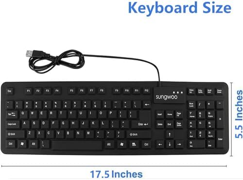 Sungwoo Portable Waterproof Rollup Silicone USB Keyboard – Full-Size Versatility for PC, Laptop & Notebook Users, Easy Storage & Seamless Compatibility, Ideal for On-the-Go Professionals and Students
