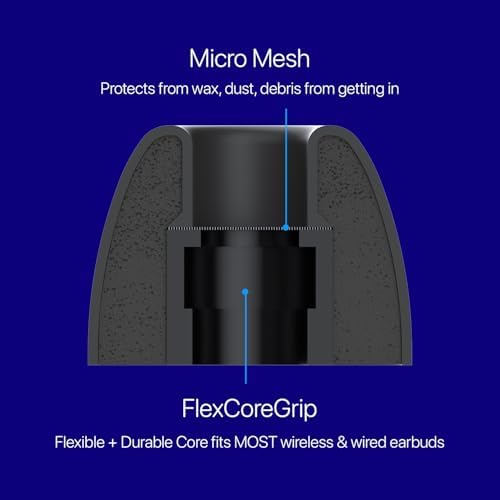 Ultimate Comfort Memory Foam Ear Tips with Patented Silicone Shield for Sony WF-1000 XM5, WF-1000 XM4, Powerbeats Pro 2, and More – Custom Fit Replacement Solution for Enhanced Sound Isolation and Listening Experience (SML)