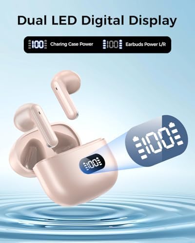 Revolutionary Bluetooth 5.4 Wireless Earbuds – Immersive Surround Sound with 48-Hour Playtime, IPX7 Waterproof for Ultimate Sports Performance, Tap-Control for Effortless Use, LED Display Charging Case – Perfectly Compatible with i Phone & Android Devices