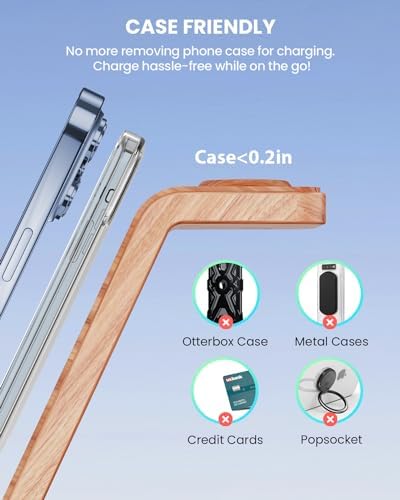 Sleek 3-in-1 Wireless Charging Dock for Apple Devices – Fast and Efficient Charging Station for i Phone 11-16, Apple Watch Series 2-8, and Air Pods – Elegant Wood Finish for Home and Office – Streamline Your Charging Experience with Enhanced Compatibility and Speed