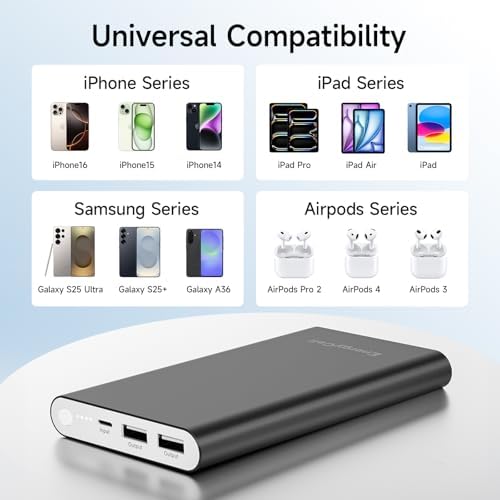 Pilot 4 GS 12000 m Ah Fast Charging Power Bank – Dual 3 A Output Portable Charger for i Phone 11-16 & More – Stylish Silver Design for On-the-Go Convenience and Reliable Device Protection