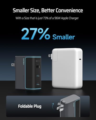 High-Power 100 W USB-C Wall Charger – CUKTECH 3-Port GAN Fast Charging Hub for Mac Book, i Phone, Galaxy & More – Efficient PD3.1 Cable Included for Rapid Multi-Device Power Delivery and Optimal Heat Management