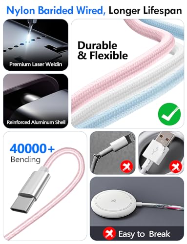 Ultimate 2-Pack Fast Charging Cable Set: Versatile USB A/Type C/Lightning Cables for Quick Charging of Apple Watch & i Phone, 4 FT Length for Seamless Travel Compatibility with i Phone 11-16, i Pad, Apple Watch Ultra & SE, Durable Multi-Device Solution for Enhanced Power Efficiency and Convenience