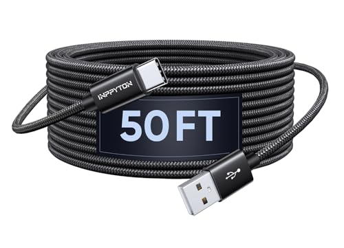 Extra Long USB C Cable 40Ft, 40 Foot USB A 2.0 to USB Type C Charging Cord Premium Nylon Braided [NO Data] for USB-C Phone, Tablet, Galaxy, Camera, PS5, Switch & More – Enhanced Compatibility and Speed