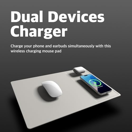 POUT H3 Midnight Blue Portable Qi Wireless Charging Mouse Pad – Effortless Device Charging Meets Sleek Workspace Efficiency for Laptops, i Phones, Air Pods & Samsung Galaxy – Lightweight, Non-Slip Design Enhances Productivity & Style
