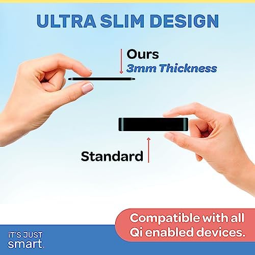 Sleek Ultra Slim Wireless Charger – 15 W Fast Charging Pad for Samsung & i Phone | Qi-Certified, Non-Slip Design | Perfect for Home & Travel | Tangle-Free Convenience, Adapter Not Included (Black)
