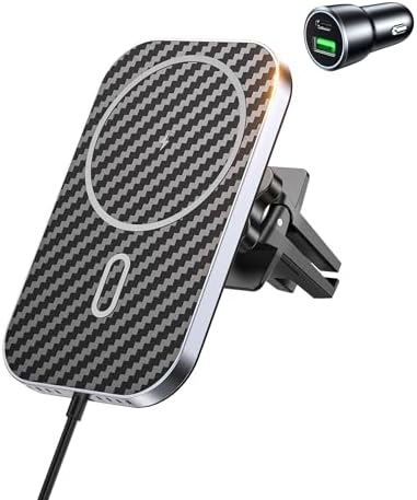Mag Safe Car Mount Charger with Fast Wireless Charging – 360° Rotating Magnetic i Phone Holder for Air Vent, Compatible with i Phone 16/15/14/13/12 Series (Multi-Gray) – Effortless Power & Enhanced Accessibility on the Road